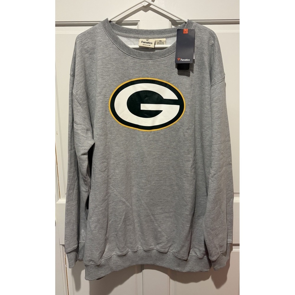 Green Bay Packers‎ Fanatics Brand  Sweatshirt Gray Heather Crew Neck 2XL NEW